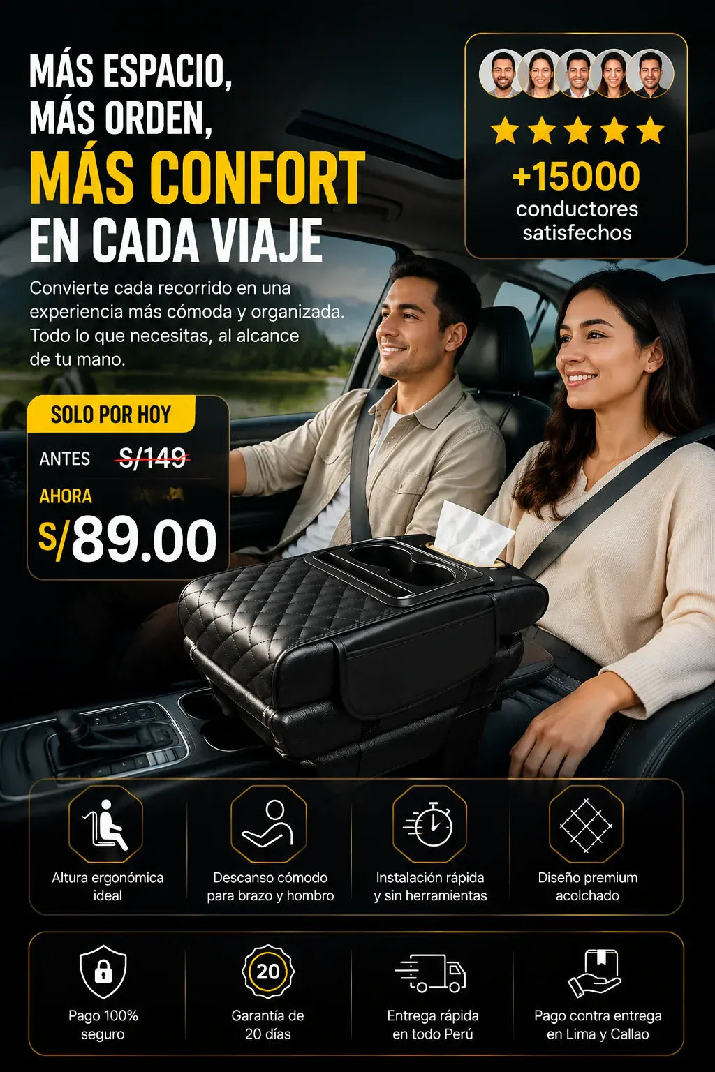 Auto Confort X Reposabrazos: Eleva la comodidad de tu viaje.